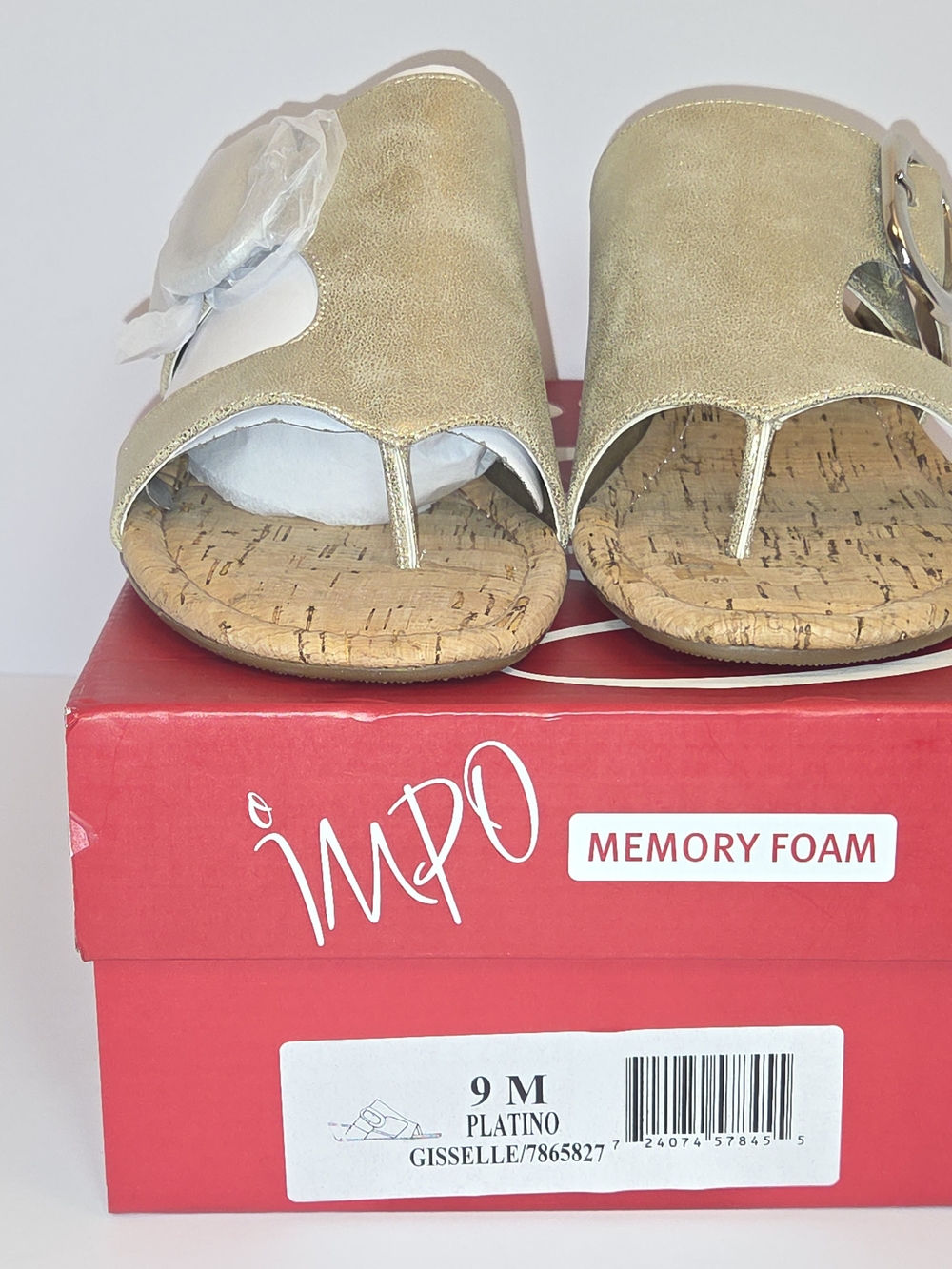 Impo Platino Giselle Metallic Gold Cork Wedge Slide with Silver Buckle - Picture 12 of 13